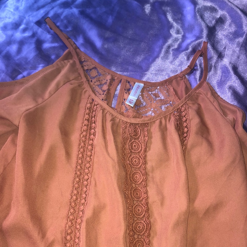 Orange lace longsleeve blouse